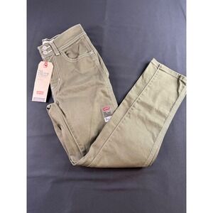 Levis 724 High Rise Straight Cropped Olive Green Utility Jeans 24 NWT
